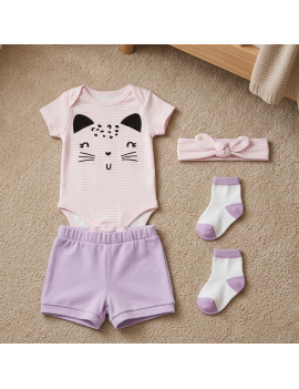set bebe body + short + chaussettes + bandeau habits pour bébé fenua shopping tahiti comfy clothes for babies