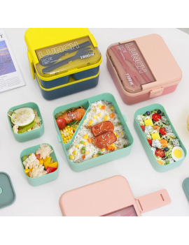 lunch box carre 4 compartiments repas dejeuner pvc vaisselle tahiti fenua shopping