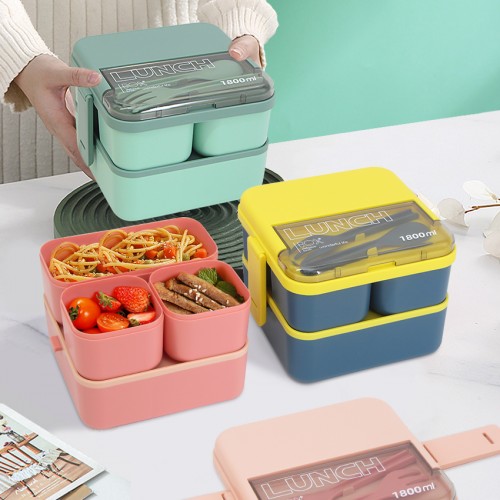lunch box carre 4 compartiments repas dejeuner pvc vaisselle tahiti fenua shopping