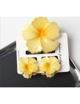 set 3 barrettes tropical flower hibiscus fleur accessoires beaute cheveux tahiti fenua shopping