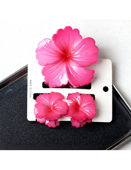 set 3 barrettes tropical flower hibiscus fleur accessoires beaute cheveux tahiti fenua shopping