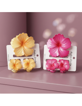 set 3 barrettes tropical flower hibiscus fleur accessoires beaute cheveux tahiti fenua shopping