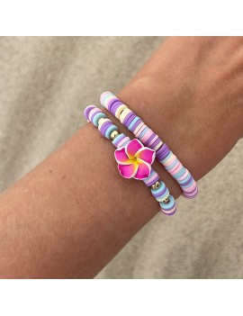 set 2 bracelets tropical flower fleur hibiscus accessoire main tahiti fenua shopping