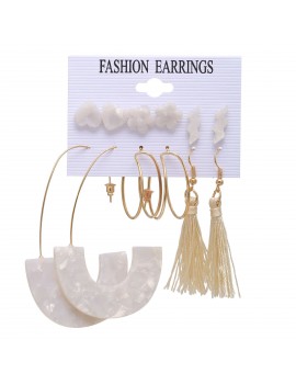 set 6 boucles white pompon bijoux jewelry accessoires earing tahiti fenua shopping