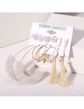 set 6 boucles white pompon bijoux jewelry accessoires earing tahiti fenua shopping