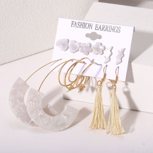set 6 boucles white pompon bijoux jewelry accessoires earing tahiti fenua shopping