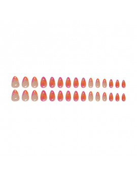 set 24 faux ongles longs pink orange accessoire beaute manucure tahiti fenua shopping
