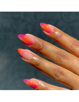 set 24 faux ongles longs pink orange accessoire beaute manucure tahiti fenua shopping