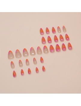 set 24 faux ongles longs pink orange accessoire beaute manucure tahiti fenua shopping