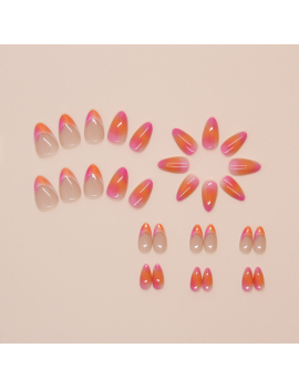 set 24 faux ongles longs pink orange accessoire beaute manucure tahiti fenua shopping