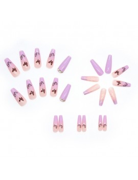 set faux ongles longs purple butterfly nails manucure papillon mauve violet purple accessoire beaute main tahiti fenua shopping