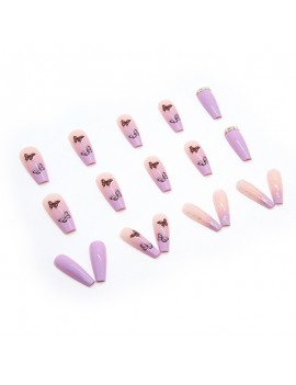 set faux ongles longs purple butterfly nails manucure papillon mauve violet purple accessoire beaute main tahiti fenua shopping