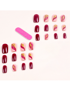 set 24 faux ongles longs pink marble manucure nails rose accessoire tahiti fenua shopping