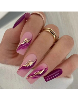 set 24 faux ongles longs pink marble manucure nails rose accessoire tahiti fenua shopping