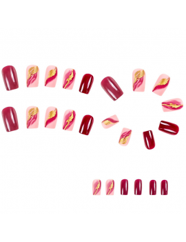 set 24 faux ongles longs pink marble manucure nails rose accessoire tahiti fenua shopping