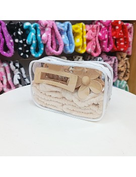 set trousse + 5 accessoires beaute routine eponge bandeau girl rangement tahiti fenua shopping