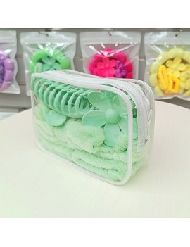 set trousse + 5 accessoires beaute routine eponge bandeau girl rangement tahiti fenua shopping