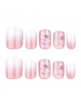 set faux ongles courts white flower fleur blanc manucure nails accessoire beaute tahiti fenua shopping