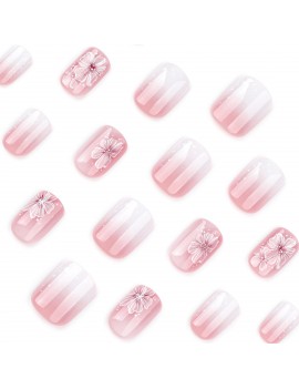 set faux ongles courts white flower fleur blanc manucure nails accessoire beaute tahiti fenua shopping