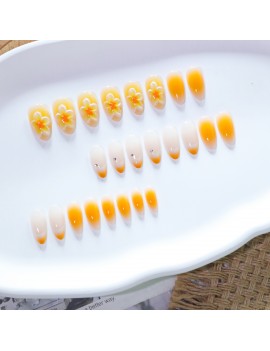 set faux ongles longs orange tipanier nails art manucure tropical tropic accessoire main tahiti fenua shopping