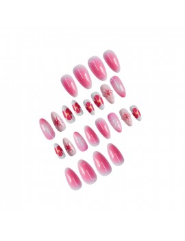 set faux ongles longs pink hibiscus nails art manucure tropical tropic accessoire main tahiti fenua shopping