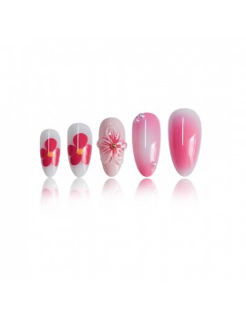 set faux ongles longs pink hibiscus nails art manucure tropical tropic accessoire main tahiti fenua shopping