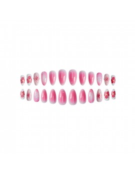 set faux ongles longs pink hibiscus nails art manucure tropical tropic accessoire main tahiti fenua shopping