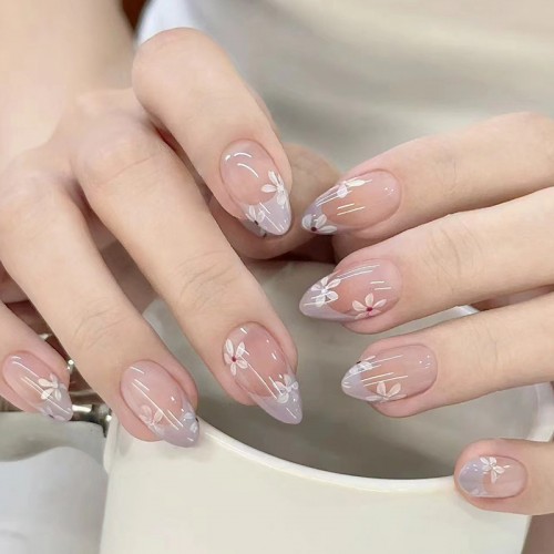 set faux ongles longs small flowers nails art manucure tropical tropic accessoire main tahiti fenua shopping