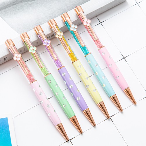 stylo strass fleur pastel glitters sparkle papeterie notes ecrire tahiti fenua shopping