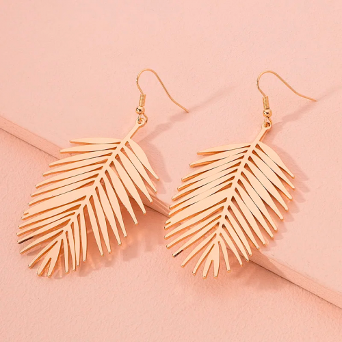 boucles d'oreilles feuilles palmier or doré earings palm bijoux jewelry tahiti fenua shopping