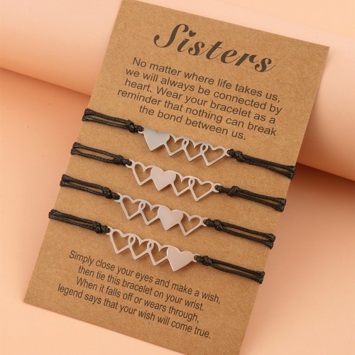 set 4 bracelets sisters cœur hand meilleure amie friendship amitie bijoux accessoire tahiti fenua shopping