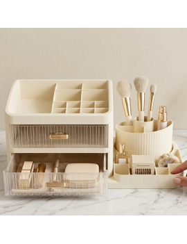 organisateur accessoires 2 tiroirs + pot 40cm rangement beaute mobilier tahiti fenua shopping