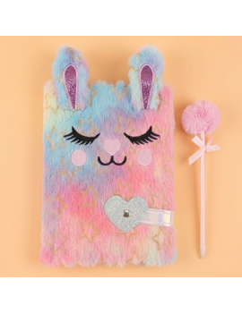coffret notebook lapin gold fluffy calepin rabbit rainbow papeterie tahiti fenua shopping