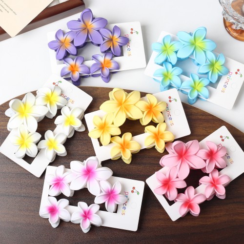 set 2 pinces hibiscus matte fleur flower accessoire barrette cheveux hair tahiti fenua shopping