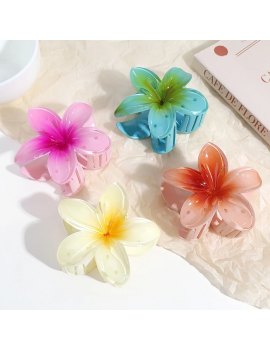 barrette hibiscus flower coloré été fleurie tipanier élégant girl fille femme cheveux ondulé long frisé tahiti fenua shopping
