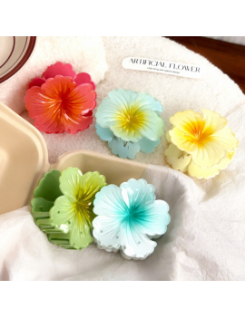 barrette tropical flower pince fleur hibiscus accessoire cheveux tahiti fenua shopping