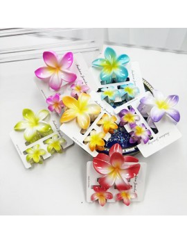 set 3 pinces tipanier fleur flower tropical accessoire cheveux tahiti fenua shopping