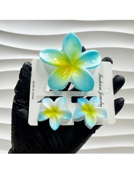 set 3 pinces tipanier fleur flower tropical accessoire cheveux tahiti fenua shopping