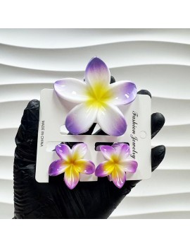 set 3 pinces tipanier fleur flower tropical accessoire cheveux tahiti fenua shopping