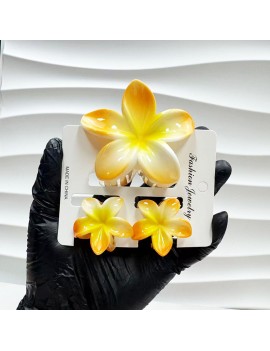set 3 pinces tipanier fleur flower tropical accessoire cheveux tahiti fenua shopping