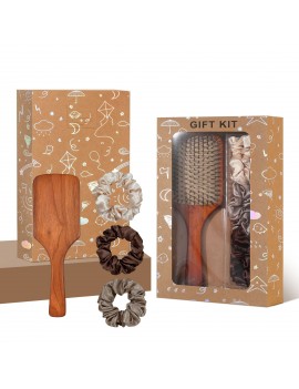 set brosse + 3 chouchous peigne accessoire cheveux elastique cadeau tahiti fenua shopping