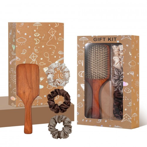 set brosse + 3 chouchous peigne accessoire cheveux elastique cadeau tahiti fenua shopping