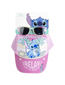 set casquette + lunettes Stitch relax  plage beach protection enfant kids licence disney tahiti fenua shopping