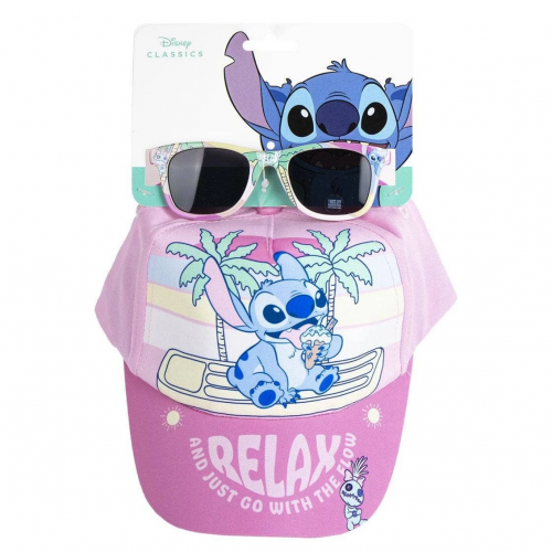 set casquette + lunettes Stitch relax  plage beach protection enfant kids licence disney tahiti fenua shopping