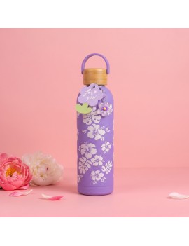 pack bouteille + porte cles hisbiscus gourde isotherme acier inoxydable vaisselle tahiti fenua shopping