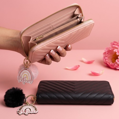 pack portefeuille + porte-clés mom matelassé rangement accessoires tahiti fenua shopping