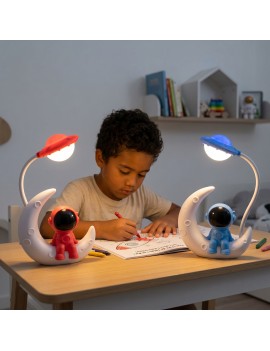 lampe bureau astronaute light veilleuse desk deco kids enfant bleu blanc rouge tahiti fenua shopping