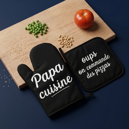 set gant + manique Papa dad cadeau cuisine kitchen accessoire tahiti fenua shopping