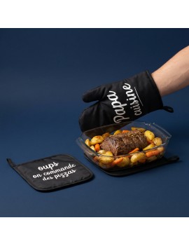 set gant + manique Papa dad cadeau cuisine kitchen accessoire tahiti fenua shopping