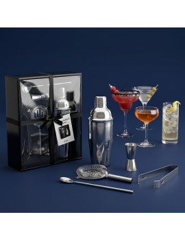 set 5 accessoires cocktails boite coffret cadeau fete des peres vaisselle boisson préparation kit tahiti fenua shopping